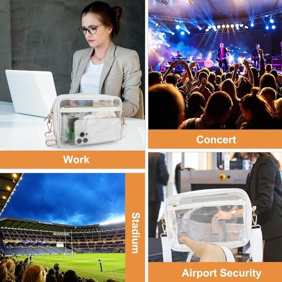 Clear Crossbody Purse Bag - Clear Messenger Bag for Stadium Concerts & Sporting - Picture 6 of 6